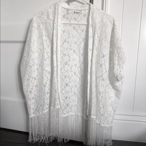 White Lace/ Fringe Kimono